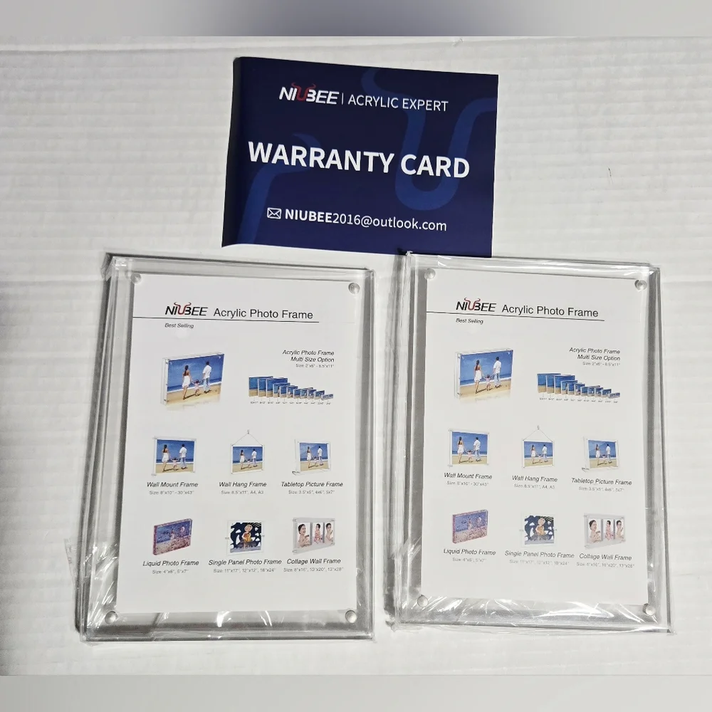 4x6 Picture Frame,‎ Acrylic Clear Photo Frame Magnets Tabletop Display Set Of 2